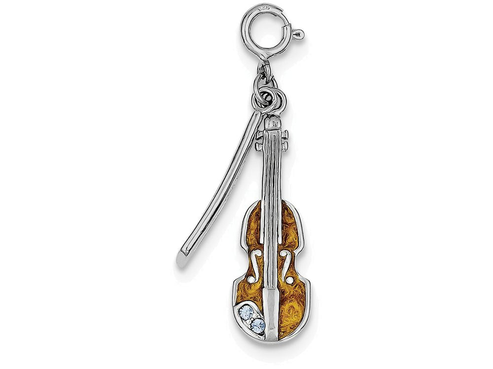 FJC Finejewelers Sterling Silver Enameled Preciosa Crystal Violin Charm