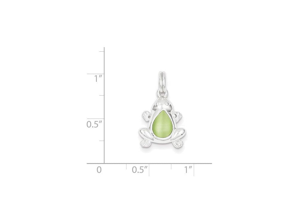 FJC Finejewelers Sterling Silver Green Cats Eye Frog Charm