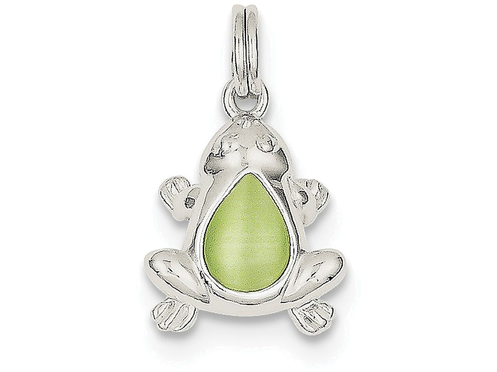 FJC Finejewelers Sterling Silver Green Cats Eye Frog Charm