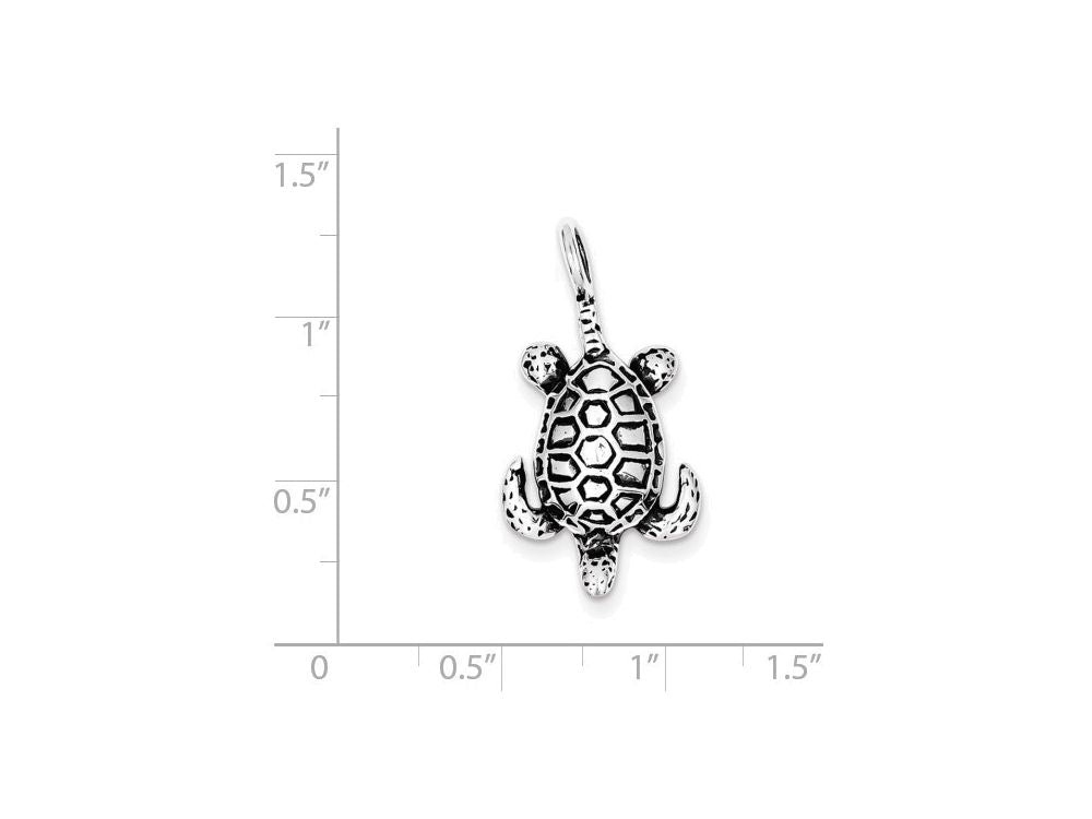 FJC Finejewelers Sterling Silver Antiqued Sea Turtle Pendant Necklace - Chain Included