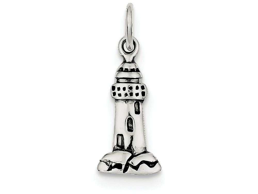 FJC Finejewelers Sterling Silver Antiqued Lighthouse Charm