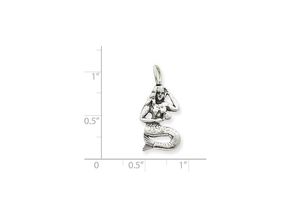 FJC Finejewelers Sterling Silver Antiqued Mermaid Pendant Necklace - Chain Included