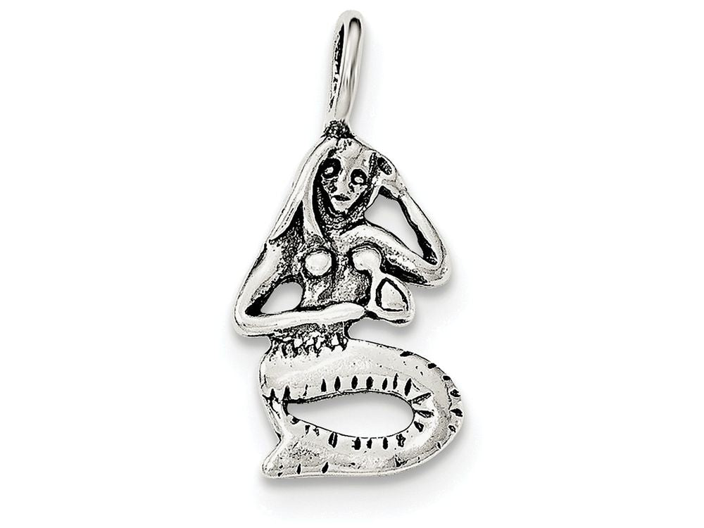 FJC Finejewelers Sterling Silver Antiqued Mermaid Pendant Necklace - Chain Included