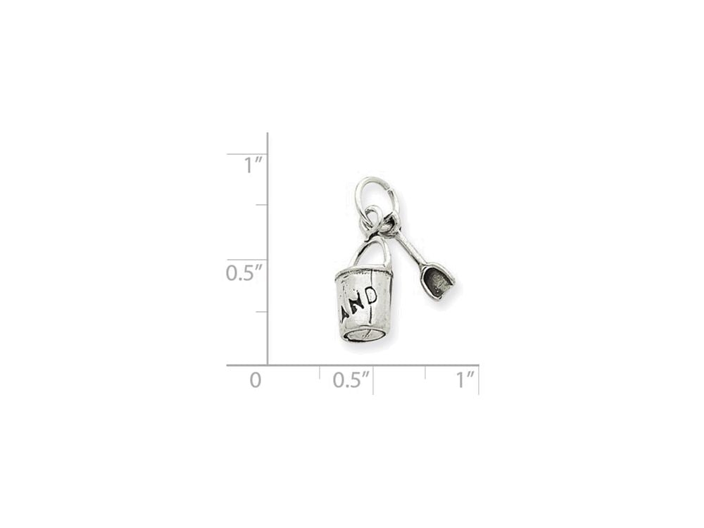FJC Finejewelers Sterling Silver Antiqued Sand Bucket And Shovel Charm
