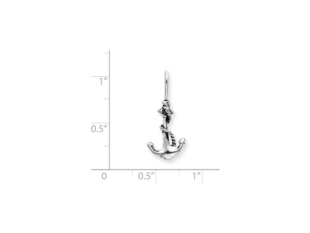 FJC Finejewelers Sterling Silver Antiqued Anchor And Rope Pendant Necklace - Chain Included