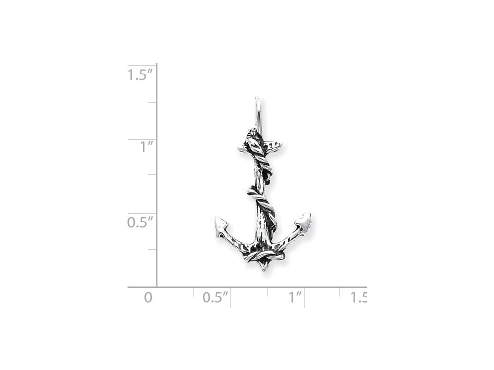 FJC Finejewelers Sterling Silver 3D Antiqued Anchor And Rope Pendant Necklace - Chain Included