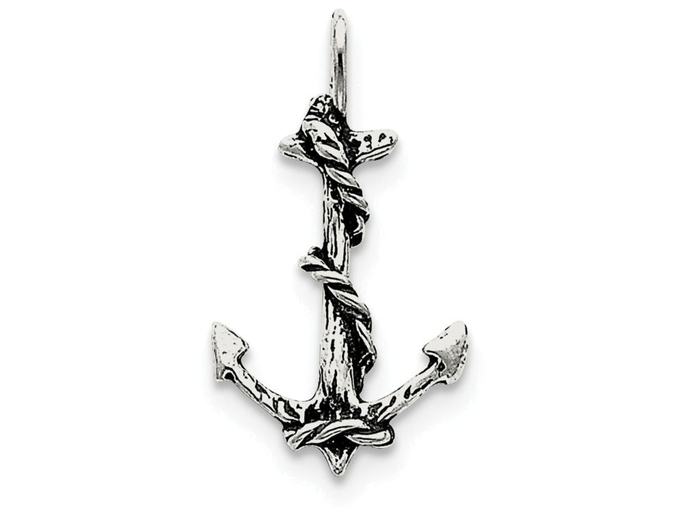 FJC Finejewelers Sterling Silver 3D Antiqued Anchor And Rope Pendant Necklace - Chain Included