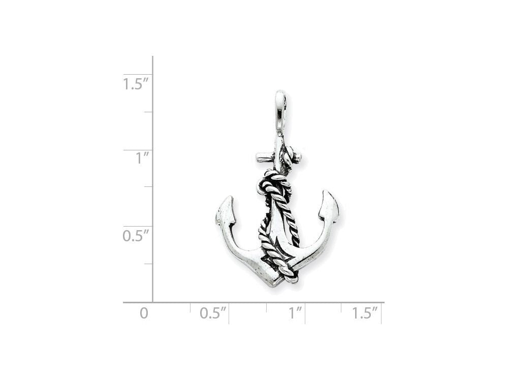 FJC Finejewelers Sterling Silver Antiqued Anchor And Rope Pendant Necklace - Chain Included