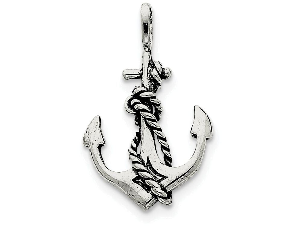 FJC Finejewelers Sterling Silver Antiqued Anchor And Rope Pendant Necklace - Chain Included