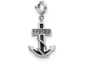 FJC Finejewelers Sterling Silver Blue Enameled Anchor W/preciosa Crystals Charm