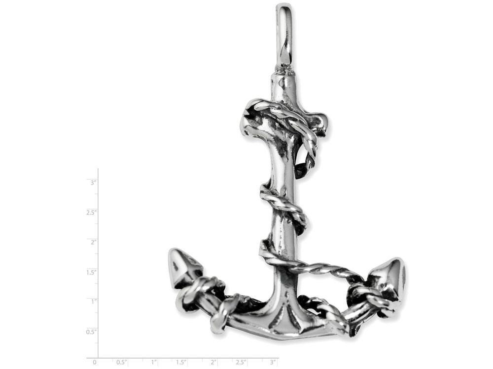FJC Finejewelers Sterling Silver 3D Antiqued Anchor And Rope Pendant Necklace - Chain Included