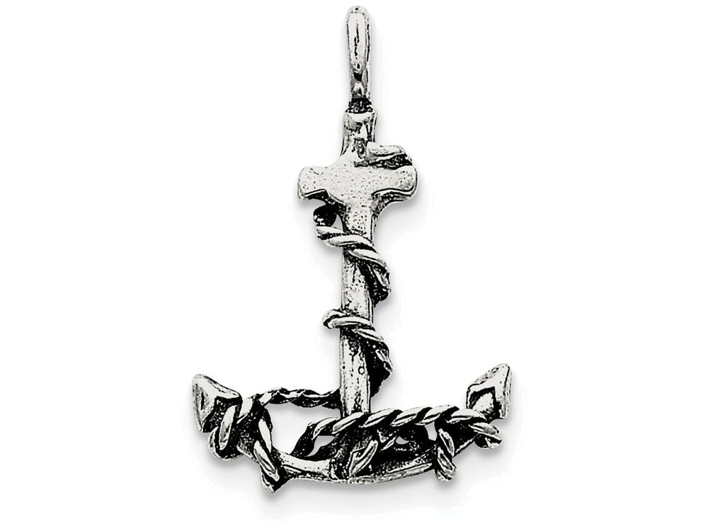 FJC Finejewelers Sterling Silver 3D Antiqued Anchor And Rope Pendant Necklace - Chain Included