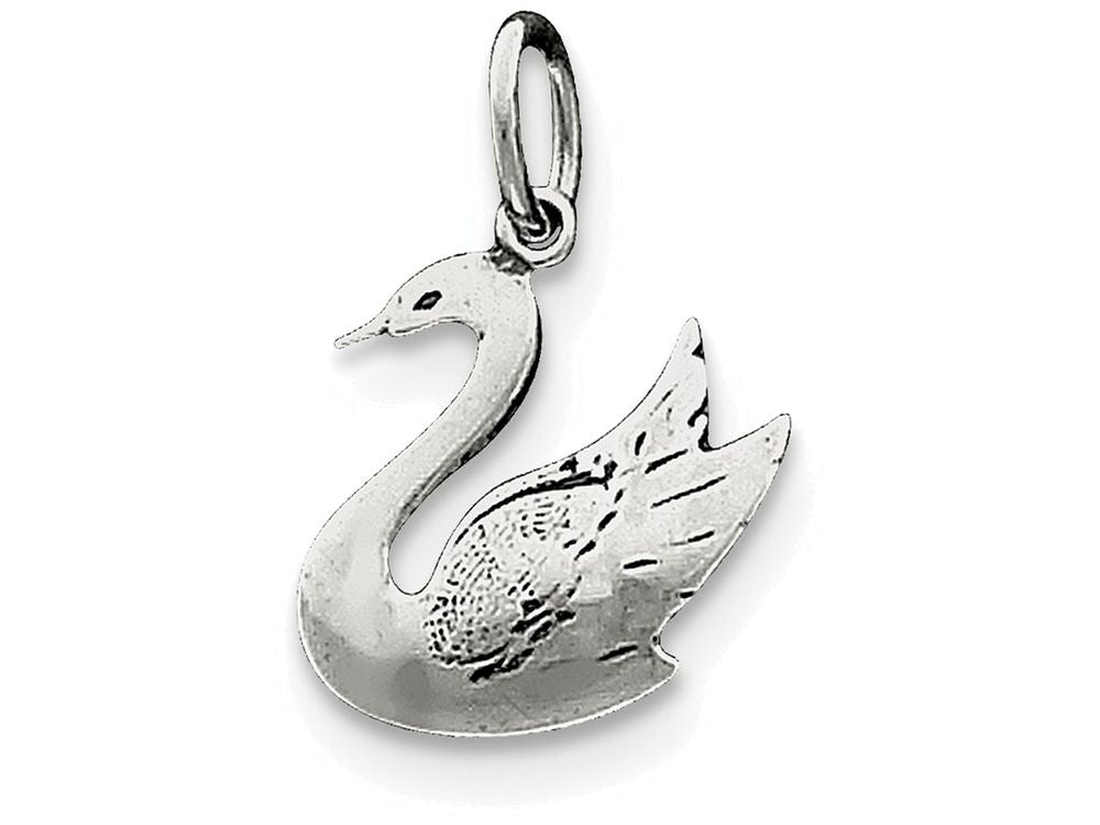 FJC Finejewelers Sterling Silver Antiqued Swan Charm