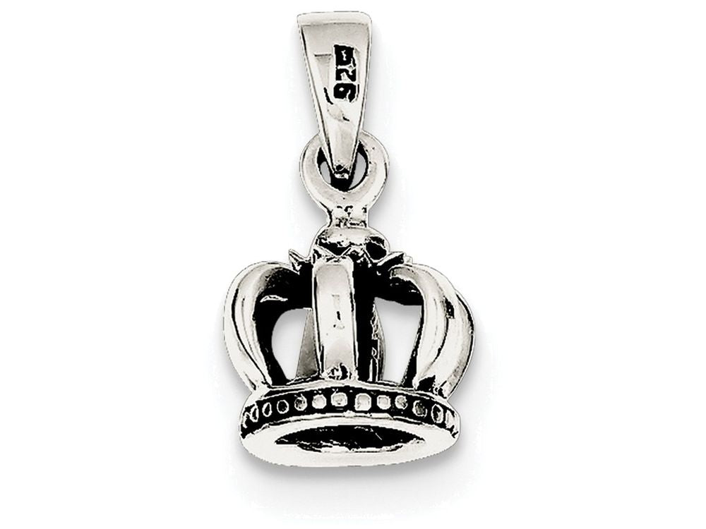 FJC Finejewelers Sterling Silver Antiqued Crown Pendant Necklace - Chain Included