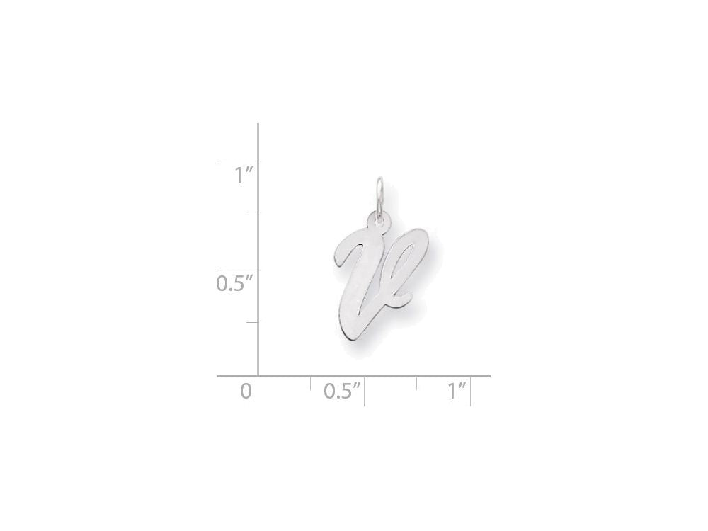 FJC Finejewelers Sterling Silver Medium Script Initial V Charm