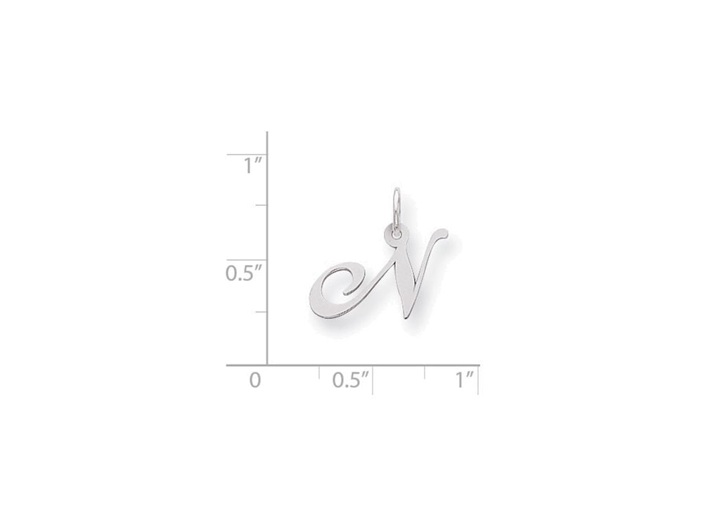 FJC Finejewelers Sterling Silver Small Fancy Script Initial N Charm