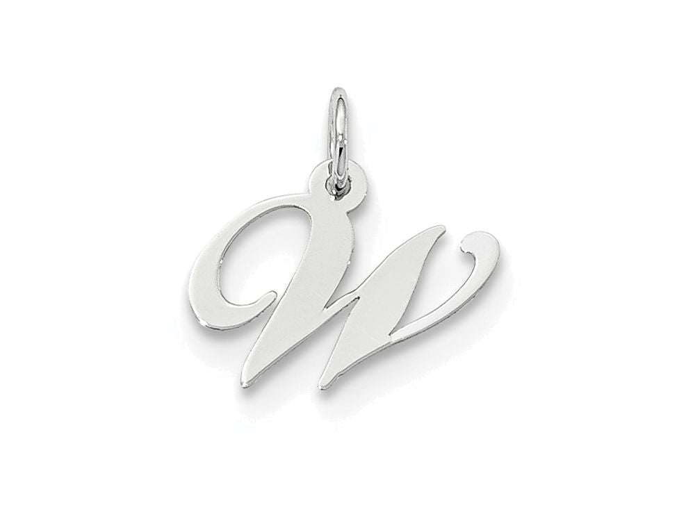 FJC Finejewelers Sterling Silver Small Fancy Script Initial W Charm
