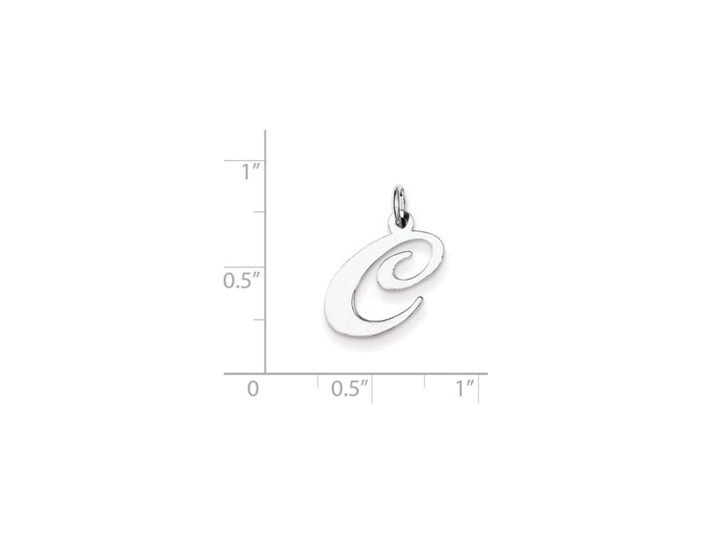 FJC Finejewelers Sterling Silver Medium Fancy Script Initial C Charm
