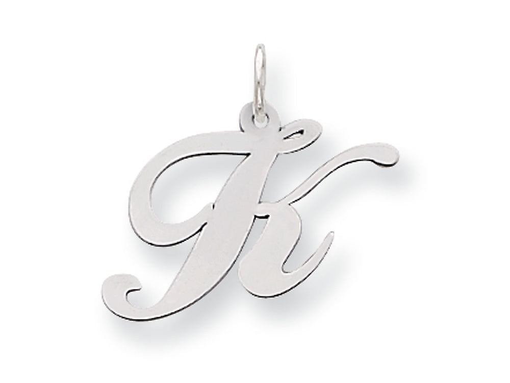 FJC Finejewelers Sterling Silver Medium Fancy Script Initial K Charm