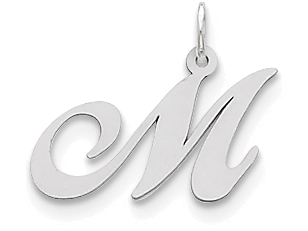 FJC Finejewelers Sterling Silver Medium Fancy Script Initial M Charm