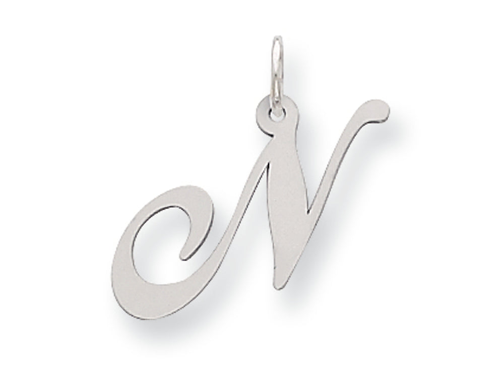 FJC Finejewelers Sterling Silver Medium Fancy Script Initial N Charm