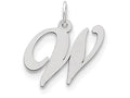 FJC Finejewelers Sterling Silver Medium Fancy Script Initial W Charm