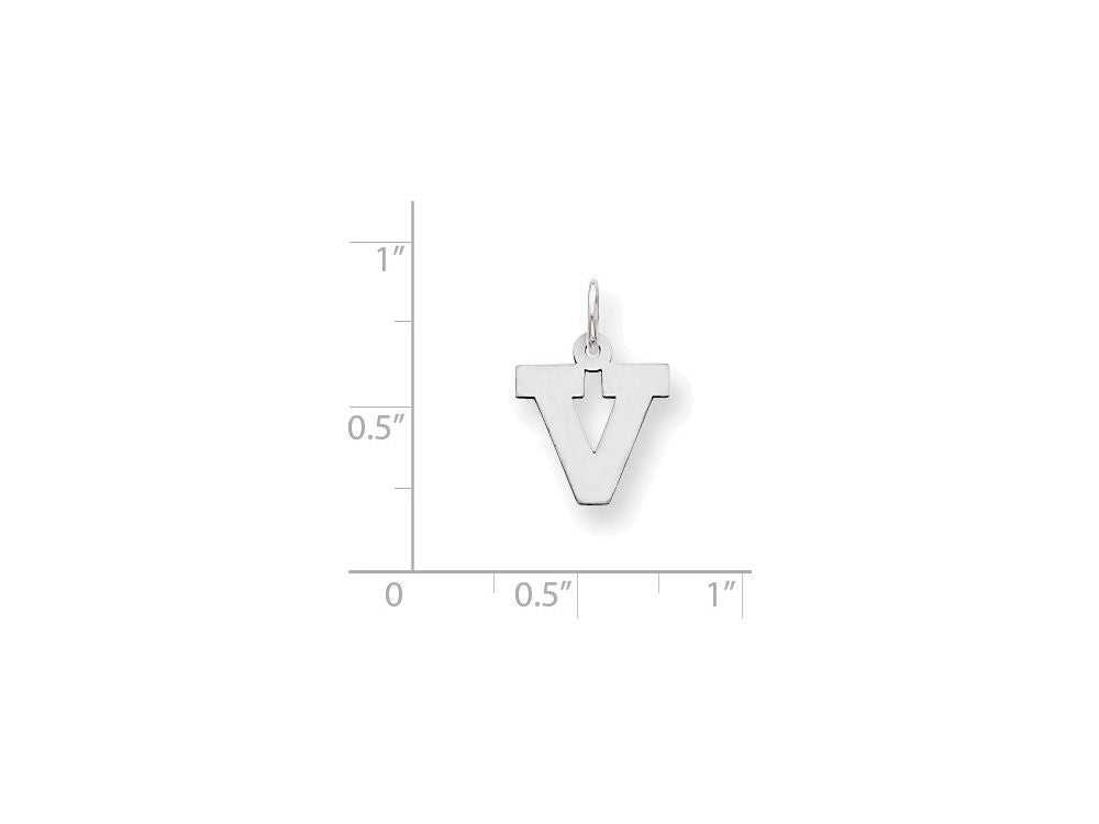FJC Finejewelers Sterling Silver Small Block Initial V Charm