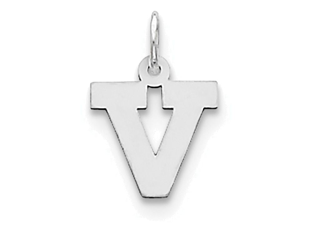 FJC Finejewelers Sterling Silver Small Block Initial V Charm