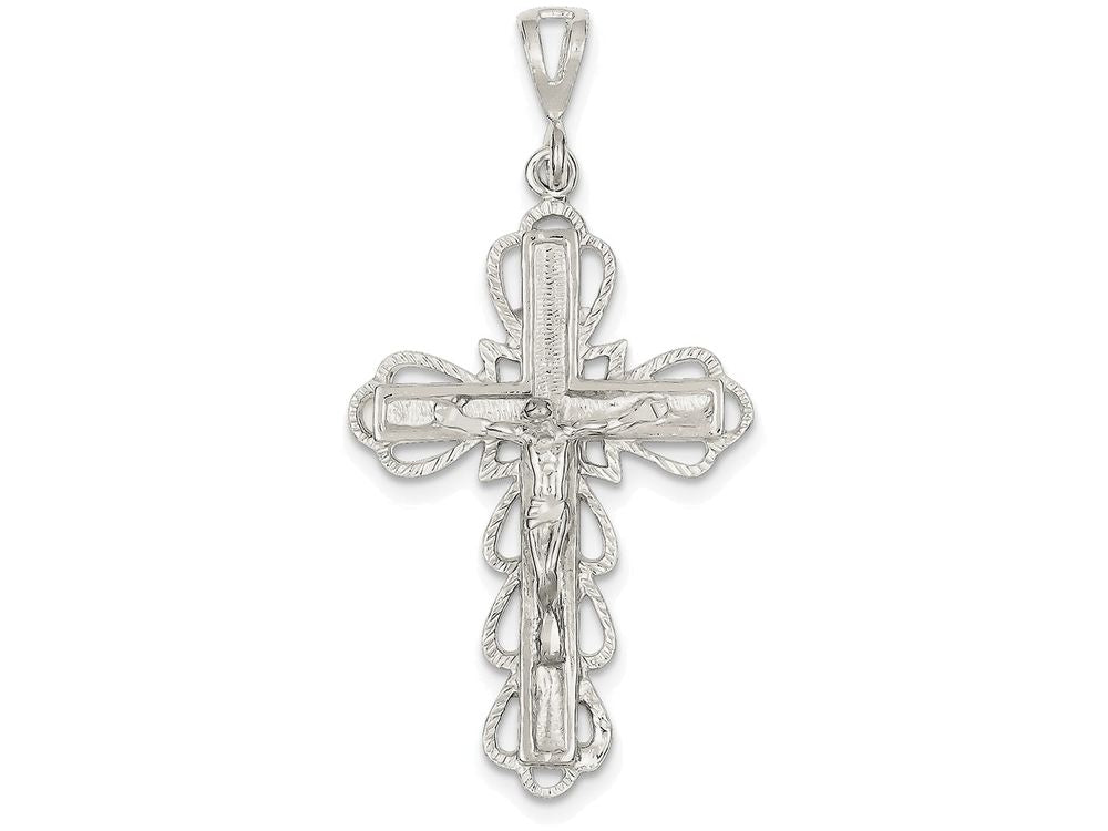 FJC Finejewelers Sterling Silver Bright-cut Crucifix Pendant Necklace - Chain Included