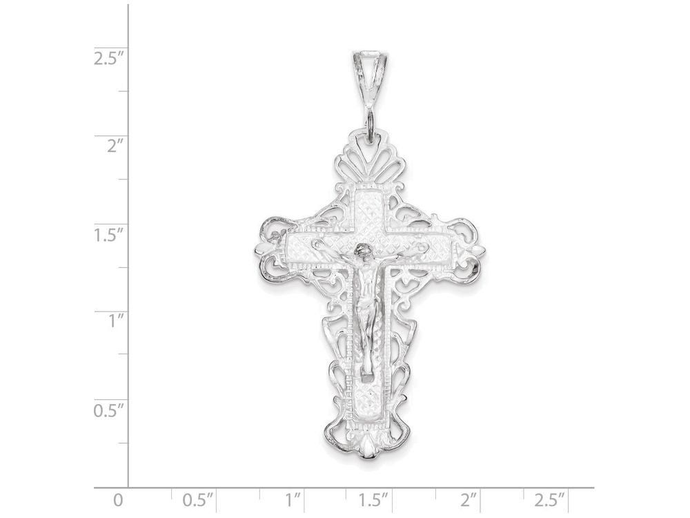 FJC Finejewelers Sterling Silver Bright-cut Crucifix Pendant Necklace - Chain Included