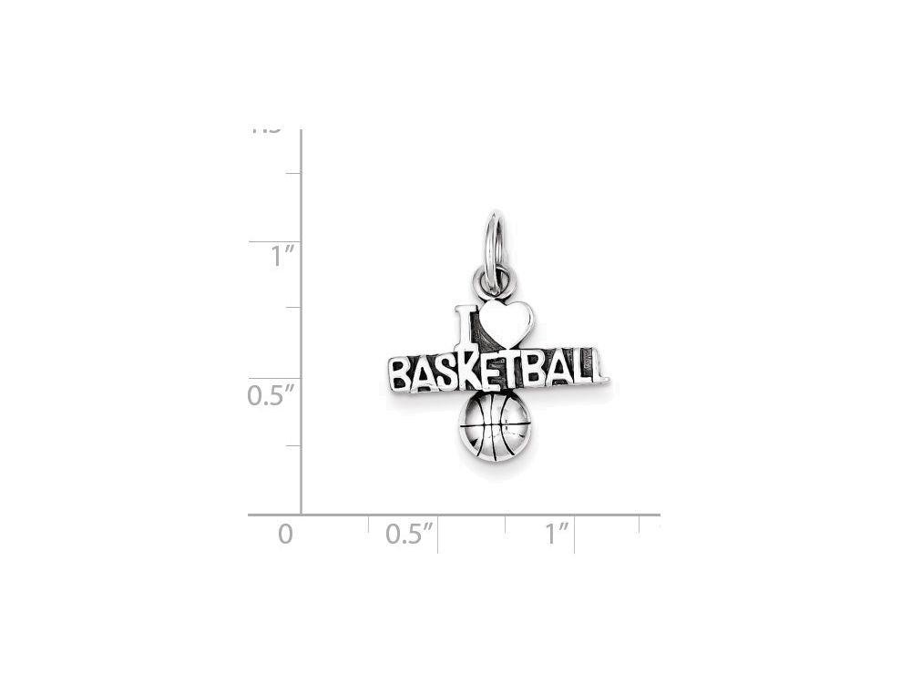 FJC Finejewelers Sterling Silver Antique I (heart) Basketball Charm