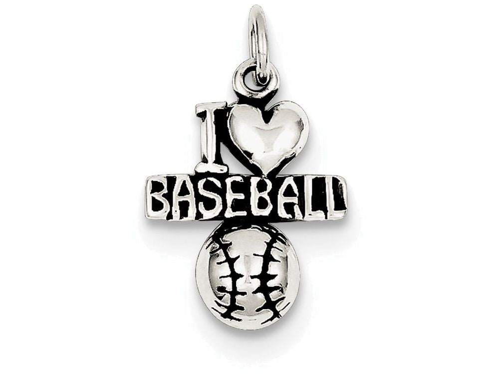 FJC Finejewelers Sterling Silver Antique I (heart) Baseball Charm