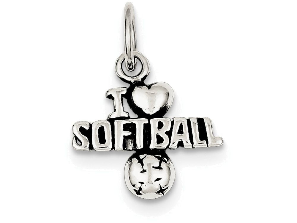 FJC Finejewelers Sterling Silver Antique I (heart) Softball Charm