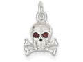 FJC Finejewelers Sterling Silver Red Cubic Zirconia Skull Charm