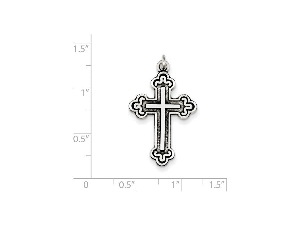 FJC Finejewelers Sterling Silver Antiqued Budded Cross Pendant Necklace - Chain Included