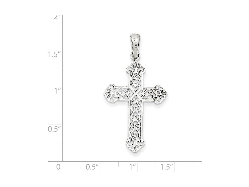FJC Finejewelers Sterling Silver Antiqued Fleur De Lis Cross Pendant Necklace - Chain Included