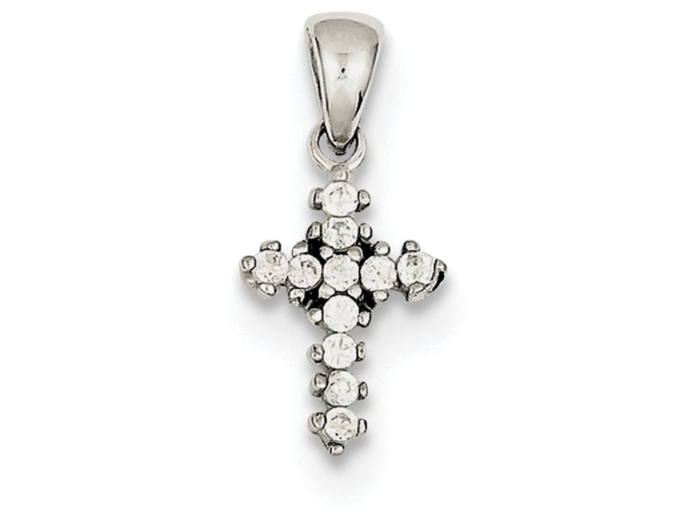 FJC Finejewelers Sterling Silver Cubic Zirconia Cross Pendant Necklace - Chain Included