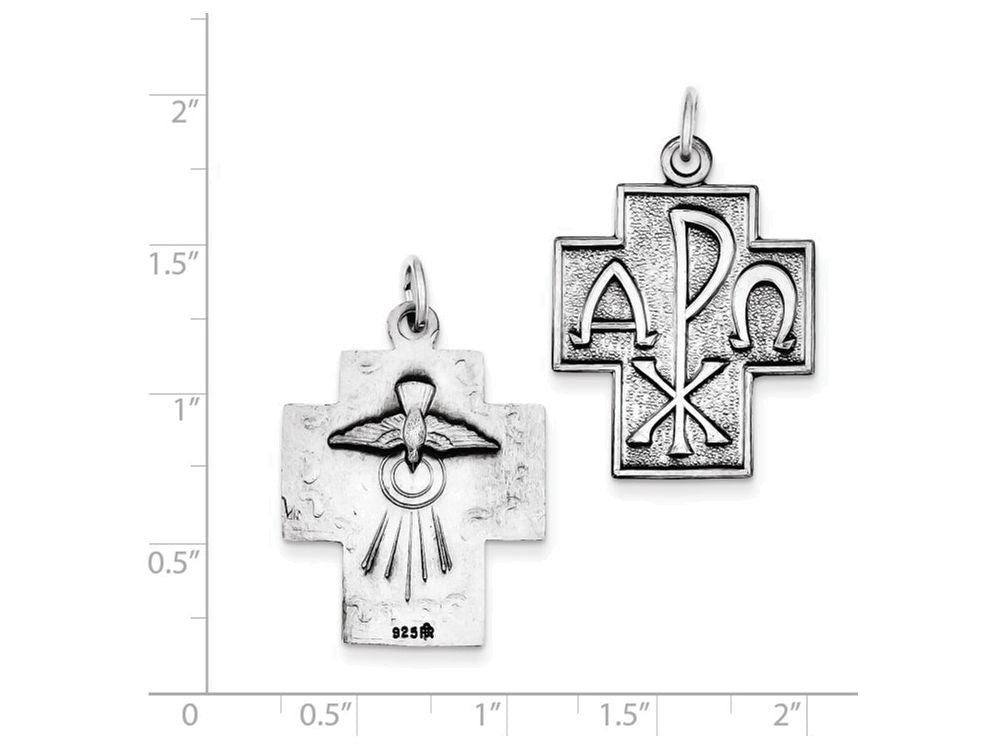 FJC Finejewelers Sterling Silver Antiqued Alpha Omega Cross Pendant Necklace - Chain Included