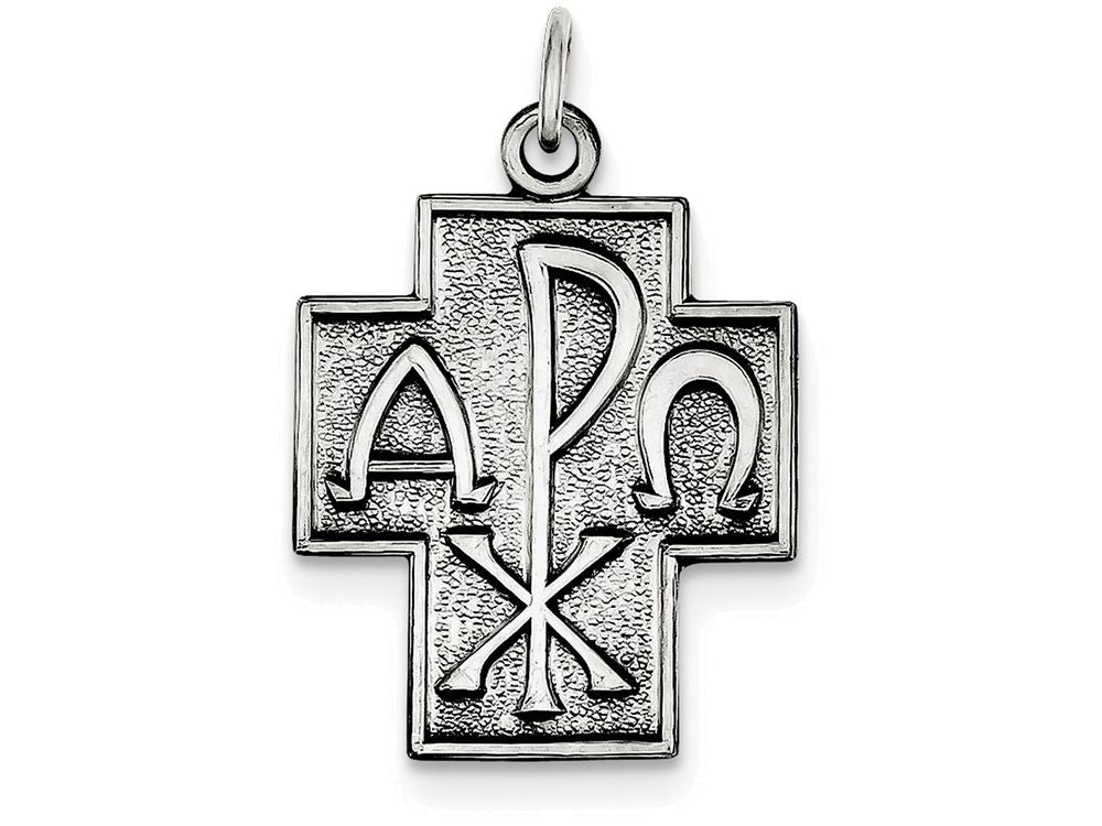 FJC Finejewelers Sterling Silver Antiqued Alpha Omega Cross Pendant Necklace - Chain Included