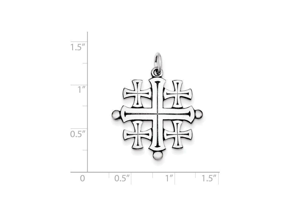 FJC Finejewelers Sterling Silver Antiqued Jerusalem Cross Pendant Necklace - Chain Included