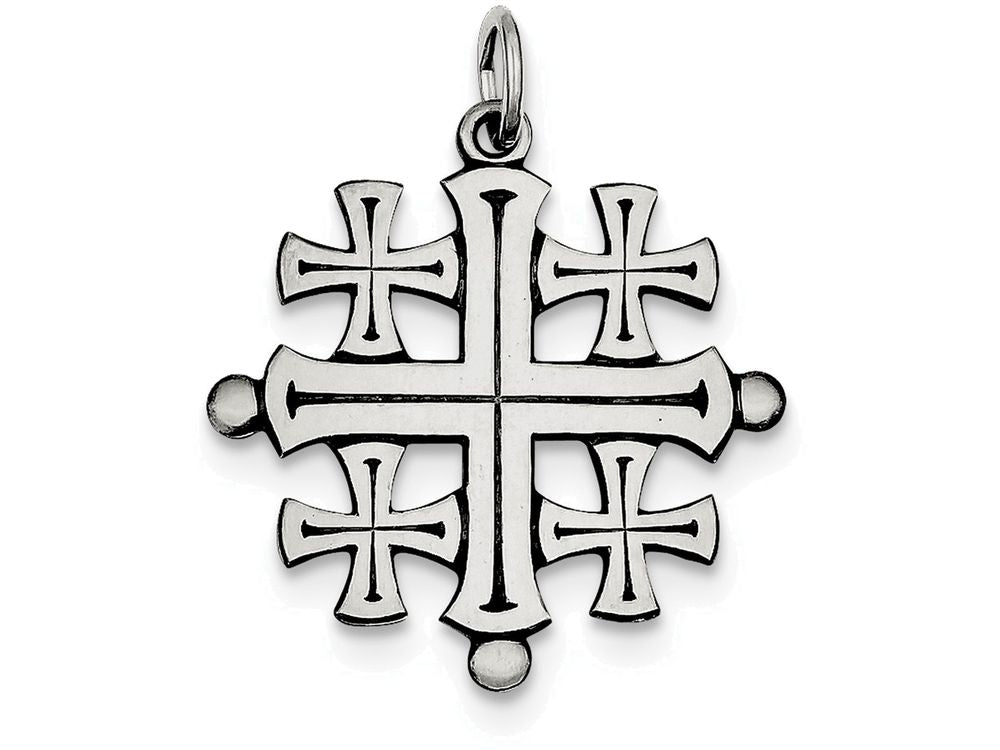 FJC Finejewelers Sterling Silver Antiqued Jerusalem Cross Pendant Necklace - Chain Included