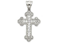 FJC Finejewelers Sterling Silver Cubic Zirconia Budded Cross Pendant Necklace - Chain Included