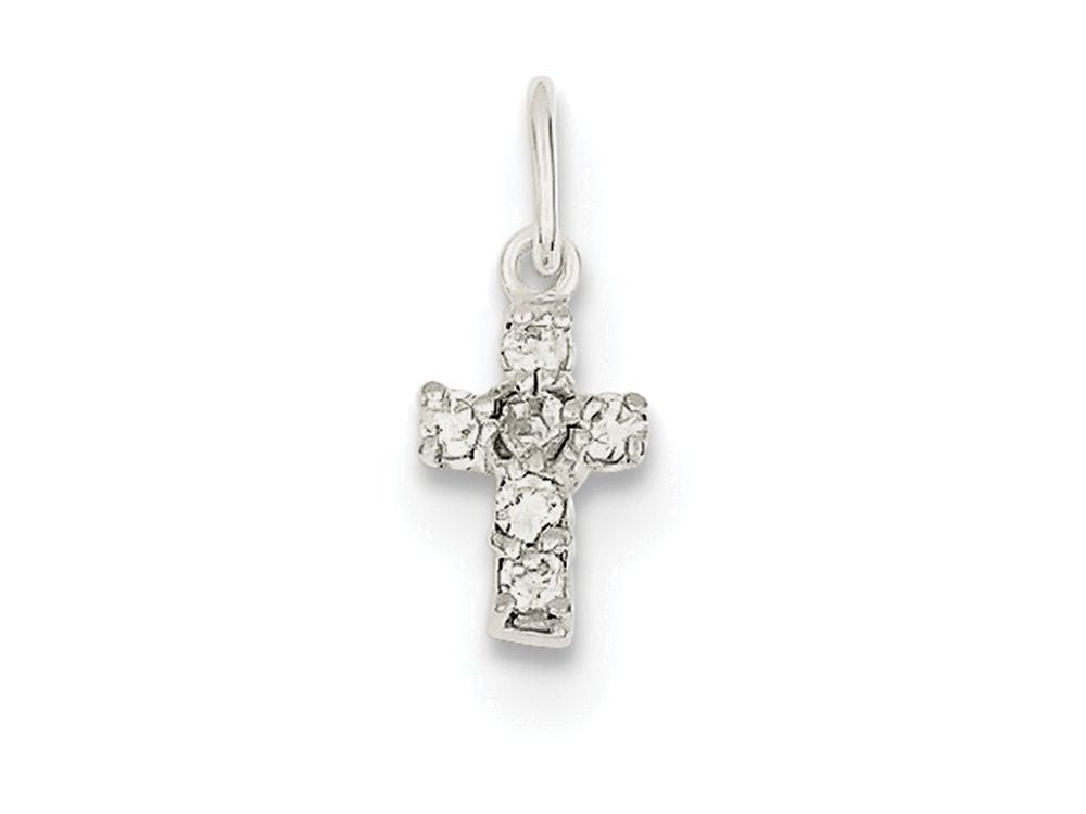 FJC Finejewelers Sterling Silver Cubic Zirconia Cross Charm