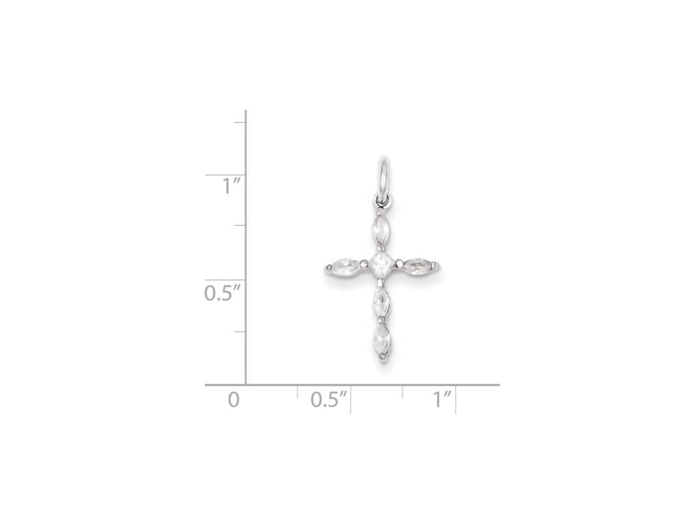 FJC Finejewelers Sterling Silver Cubic Zirconia Cross Charm