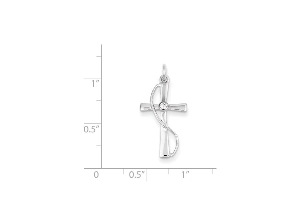 FJC Finejewelers Sterling Silver Cubic Zirconia Cross Pendant Necklace - Chain Included
