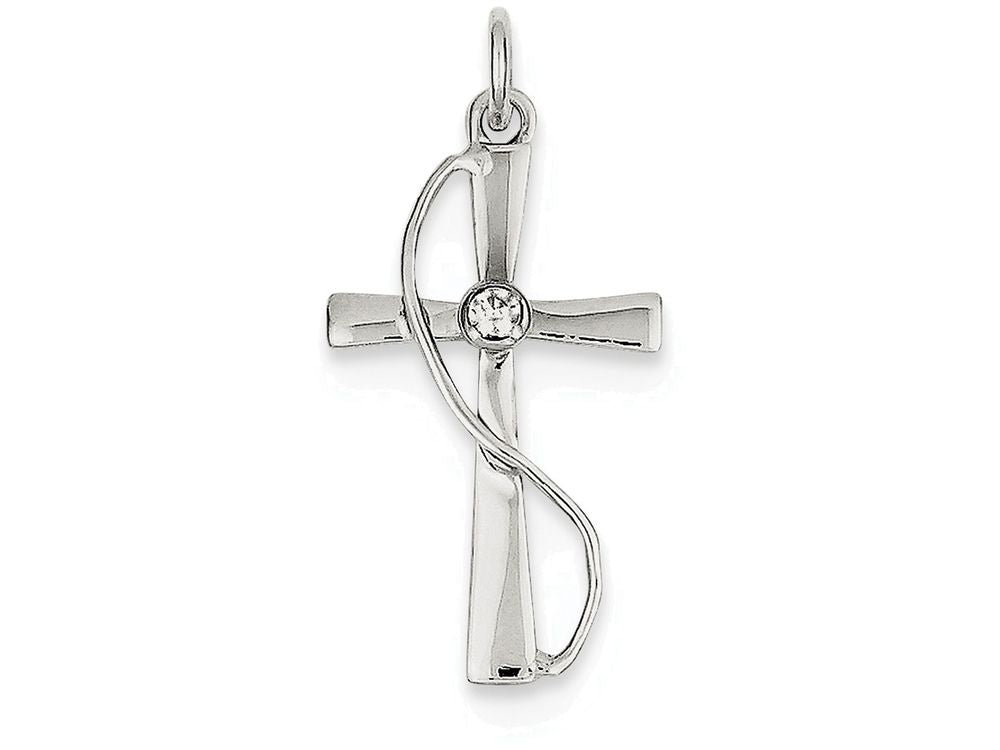FJC Finejewelers Sterling Silver Cubic Zirconia Cross Pendant Necklace - Chain Included