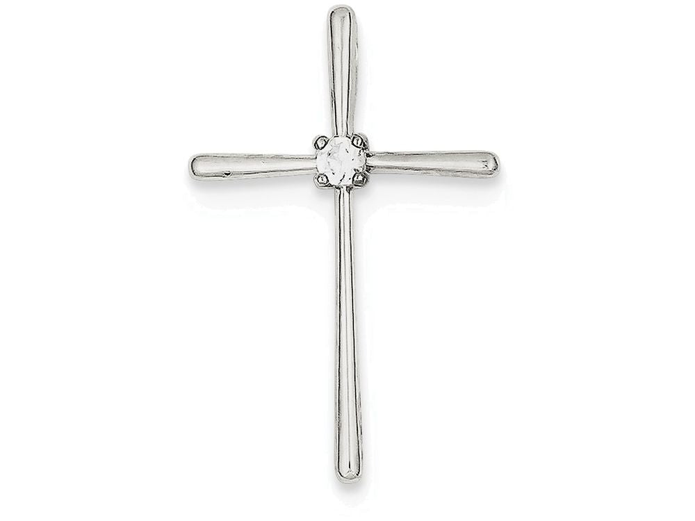 FJC Finejewelers Sterling Silver Cubic Zirconia Cross Pendant Necklace - Chain Included