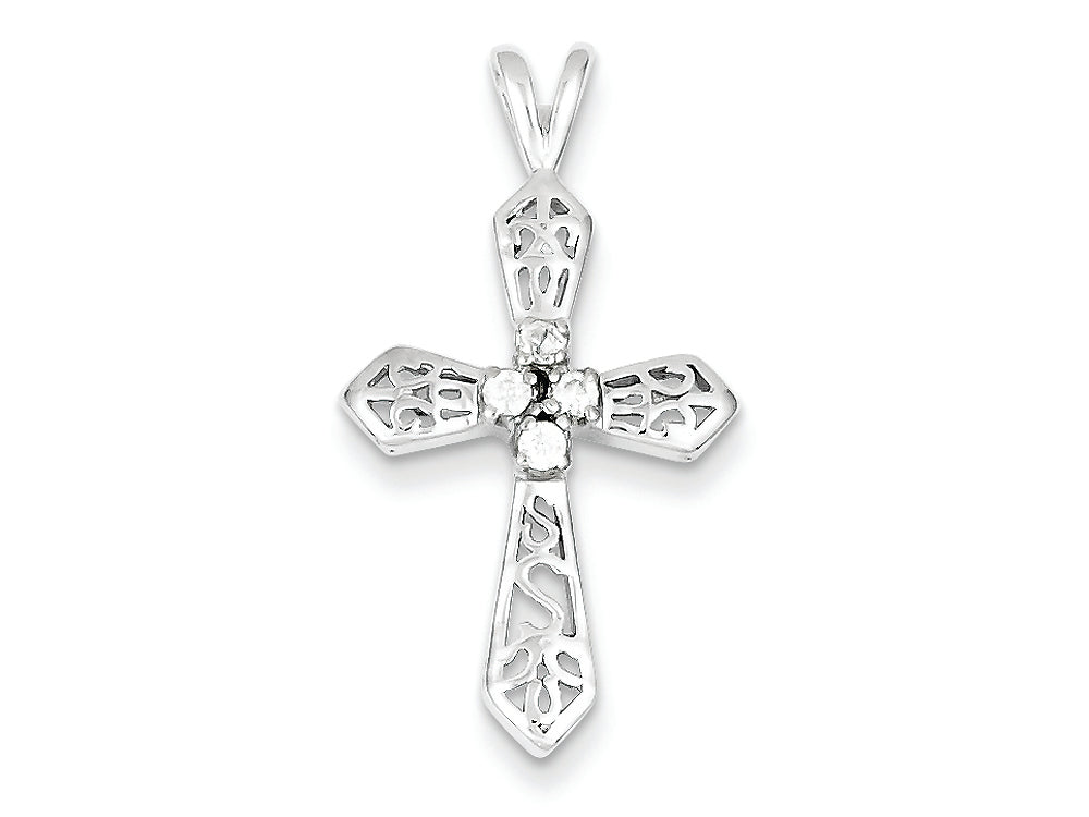FJC Finejewelers Sterling Silver Cubic Zirconia Passion Cross Pendant Necklace - Chain Included