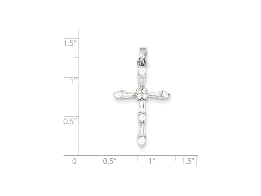 FJC Finejewelers Sterling Silver Cubic Zirconia Cross Pendant Necklace - Chain Included