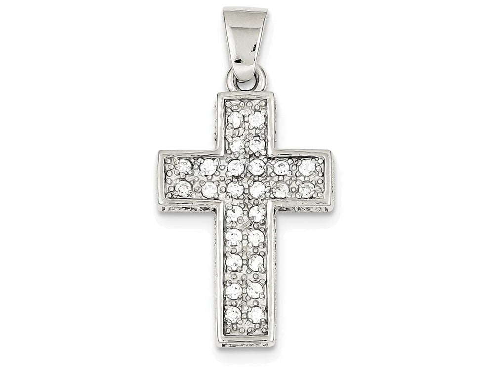 FJC Finejewelers Sterling Silver Cubic Zirconia Latin Cross Pendant Necklace - Chain Included